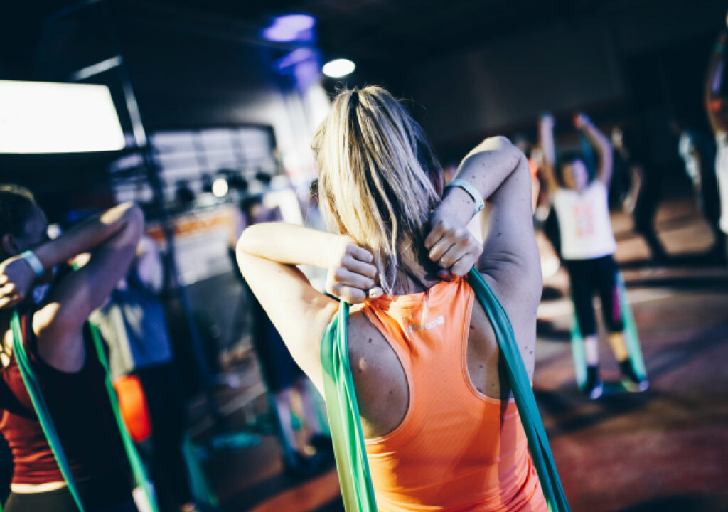 Woman doing Resistance-Band Rows exercise
